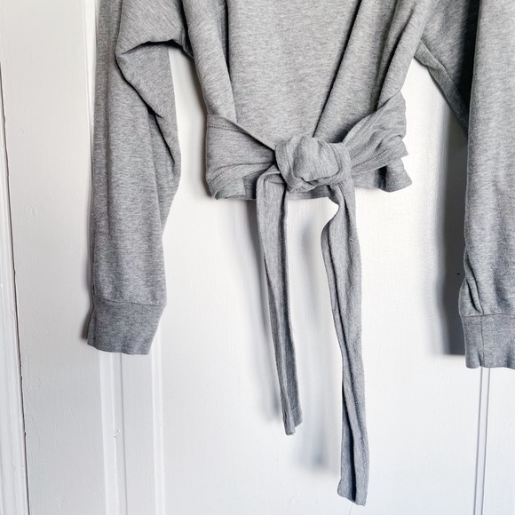 ALC • Atlas Tie-Front Sweatshirt grey terry knit dolman sleeve wrap waist - Picture 11 of 13